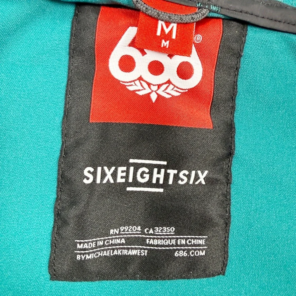 686 Unix Hooded Jacket Deep Lake Blue Size M Mens KCR915, NEW‎